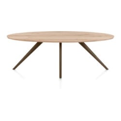 Arvada, eetkamertafel 220 x 110 cm - ellips - massief eikenhout - 4 poot - steelbrown - Steel Brown
