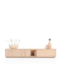 Trenton, Planche basse 270 cm. - 2 portes + 2 tiroirs + 1 niche - natural - Image 2