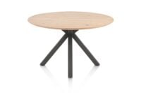 Caletta, eetkamertafel rond 120 cm. - eiken blad - centrale kruispoot grafiet - Natural