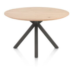 Caletta, eetkamertafel rond 120 cm. - eiken blad - centrale kruispoot grafiet - Natural