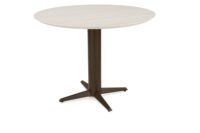 Caletta, bartafel rond 150 cm. - HPL Primo Laminato blad - centrale teenpoot steelbrown - Travertin - Afbeelding 2