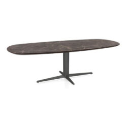 Caletta, table ovale 240 x 105 cm. - plateau en HPL Primo Laminato - pied central graphite - Marble brown