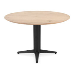 Caletta, eetkamertafel rond 120 cm. - eiken blad - centrale teenpoot zwart - Natural