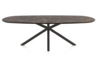 Caletta, eetkamertafel ovaal 240 x 105 cm. - HPL Primo Laminato blad - centrale kruispoot grafiet - Marble brown