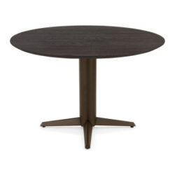 Caletta, eetkamertafel rond 120 cm. - eiken blad - centrale teenpoot steelbrown - Basalt