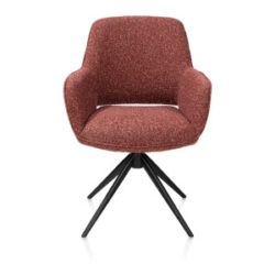 Kian, chaise à accoudoirs - pivotant avec fonction relax - rough off black - tissu Cloudy - cuivre