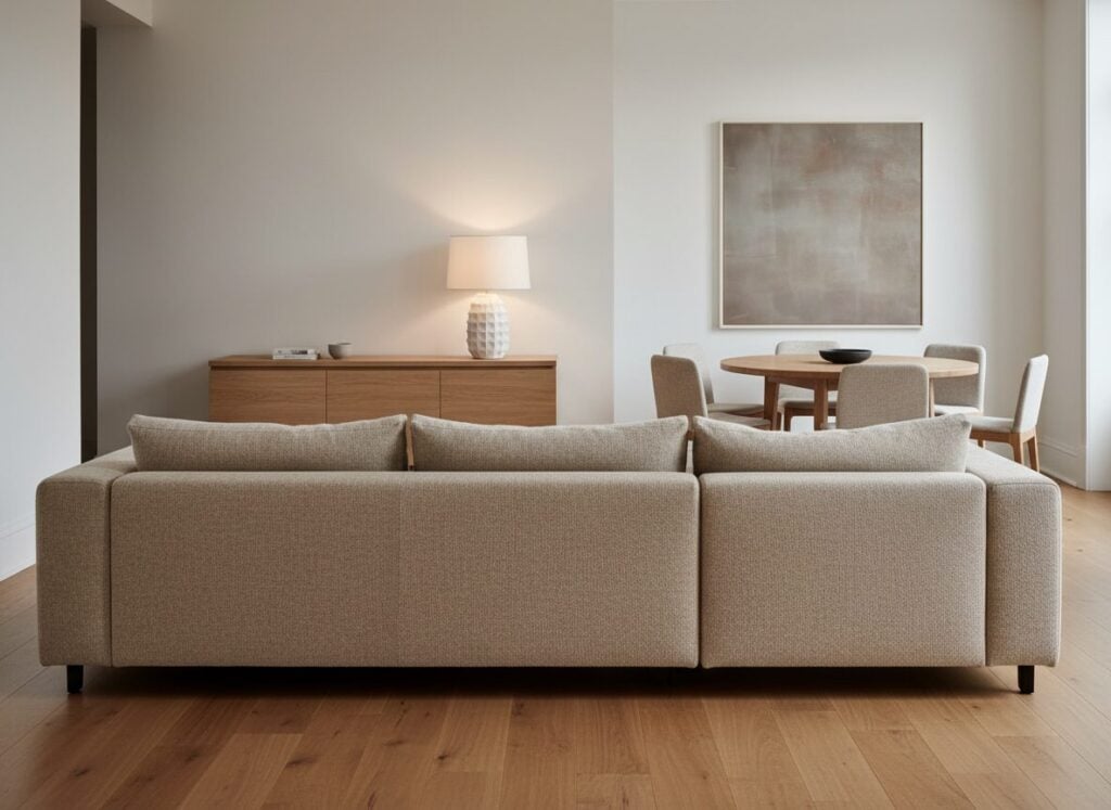 Hoekzetel Vrij In De Ruimte Met Een Laag Dressoir Achter De Rug Hoekzetel Vrij In De Ruimte Met Een Laag Dressoir Achter De Rug