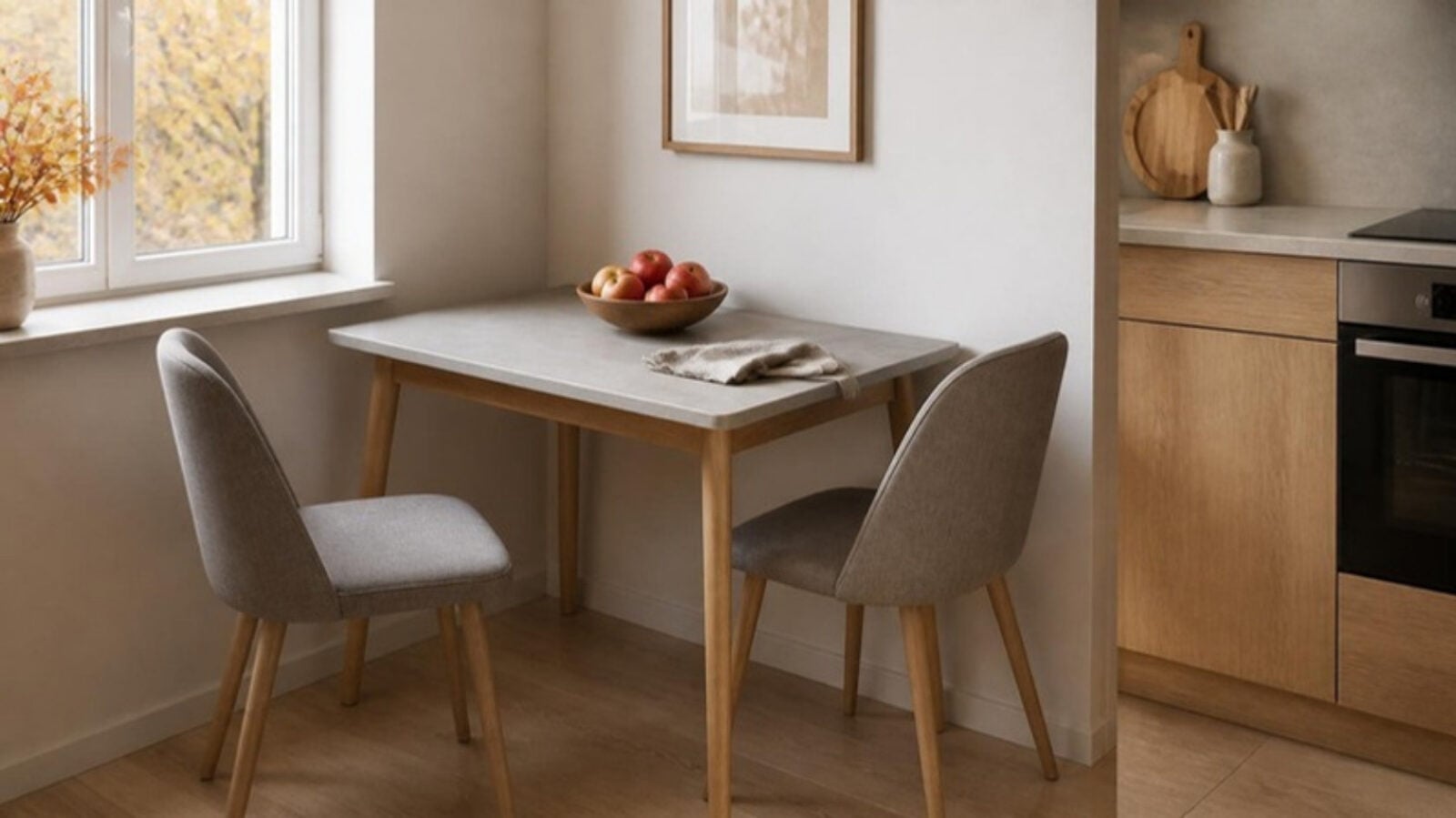 Keukentafel Van 120 X 80 Cm Met De Lange Zijde Tegen De Muur In Een Kleine Keuken Keukentafel Van 120 X 80 Cm Met De Lange Zijde Tegen De Muur In Een Kleine Keuken