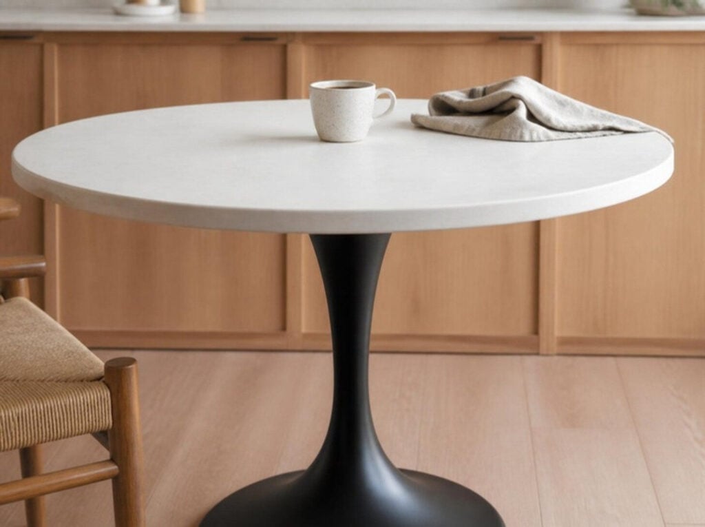 Ronde Keukentafel Met Centrale Poot En Keramisch Blad Ronde Keukentafel Met Centrale Poot En Keramisch Blad