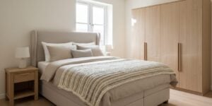 Volledige Slaapkamer Als Set Met Boxspring, Nachttafels En Kleerkast In Eik